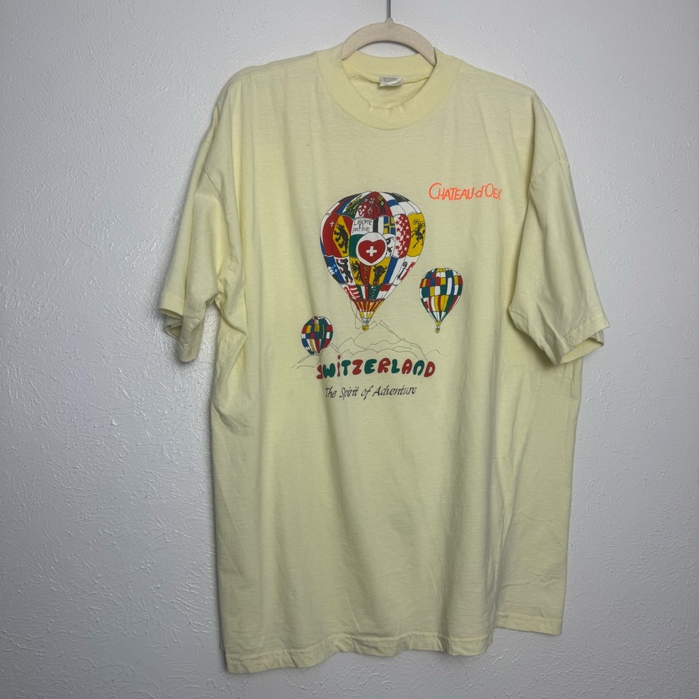 Vintage Switzerland Hot Air Balloon Cotton Graphic T-shirt